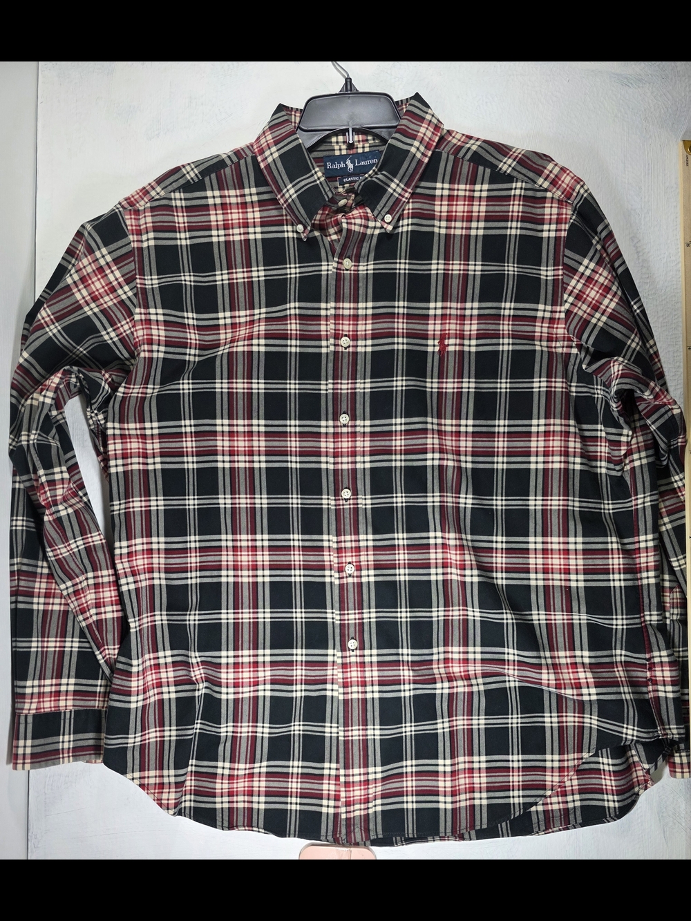 Ralph Lauren Black, Red & White Plaid Button-Down Shirt